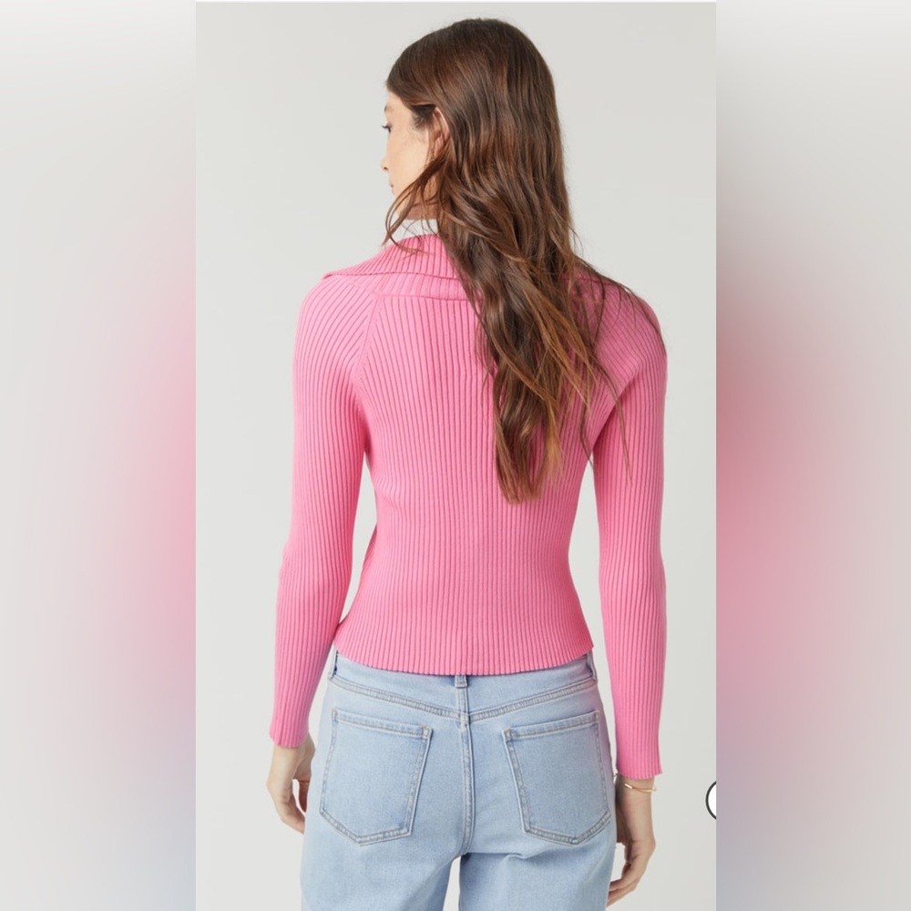 🩷New Francesca’s Stella Collared Zip Up Pink Cardigan🩷 - Picture 4 of 6